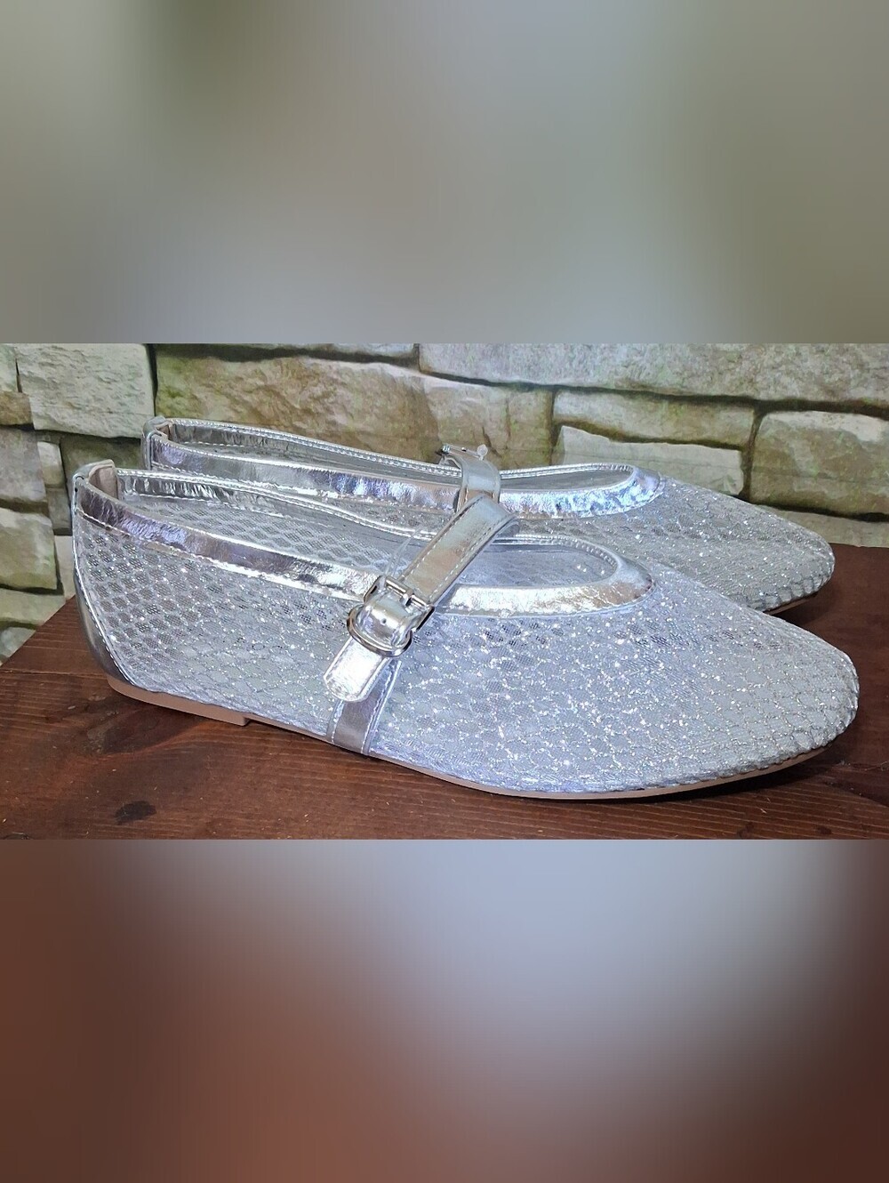 Bamboo Accept-11 Woven Mesh Net Mary Jane Flats
